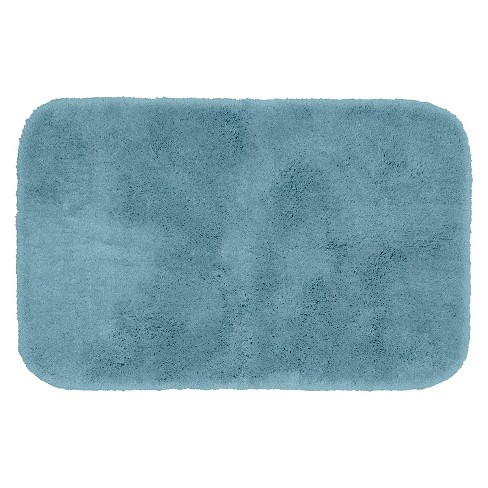 24x40 Traditional Plush Washable Nylon Bath Rug Sea foam