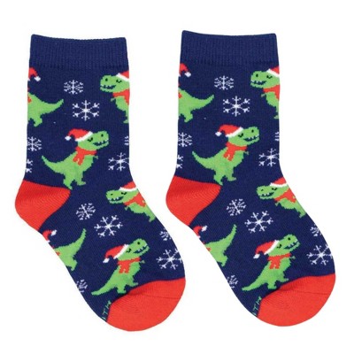 Socksmith 8.0 Inch Holiday T-Rex 2-4 Years Dinosaur Snowflakes Crew Socks