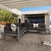 Outdoor L-Shaped Sectional Sofa, Modern Slatted Design 4-Seater Sofa, Sectional Sofa with Aluminum Frame and Polyester Cushion-Coolbibila - 3 of 4