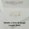 Dangle Flat Back Earrings for Cartilage Helix Tragus Upper Lobe Gold Plated Sterling Silver 1 pair by Ginger Lyne - 3 of 4