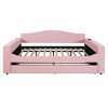 Okak Full Teddy Fleece Daybed with Trundle & Storage Armrests Upholstered Bed Sofa Bed Frame with Bluetooth Audio System Easy to Assemble, Pink - 4 of 4