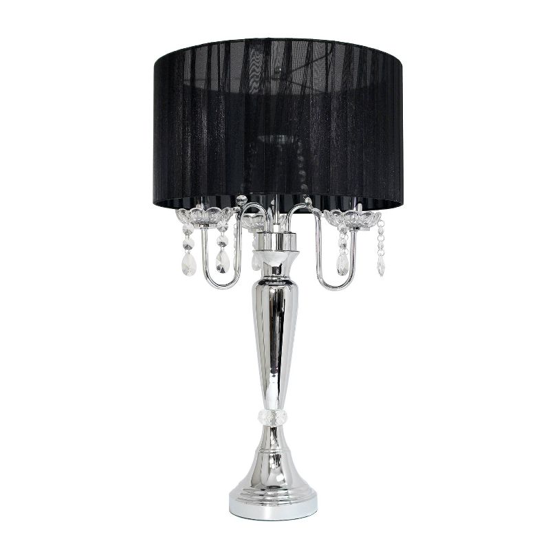 Romantic Sheer Shade Table Lamp with Hanging Crystals - Elegant Designs, 1 of 13