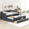 SeaCamel Twin Soft Upholstered Daybed - 3 Storage Drawers & Roll-Out Trundle, Grey, Stylish Cozy for Bedroom/Guest Room - 2 of 4