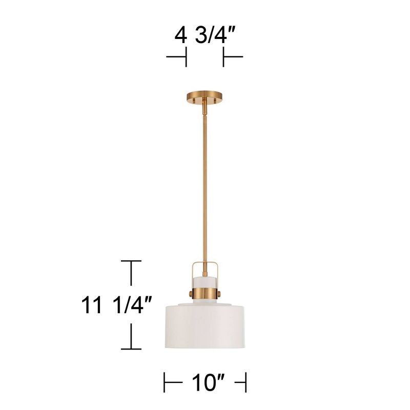 Soft Gold Mini Pendant Lighting 10" Wide Modern Matte White Drum Shade Fixture for Dining Room Home Foyer Kitchen Entryway Bedroom, 4 of 10