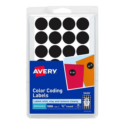 Avery Hand Written Color Coding Labels 3/4" Dia. Black 28/Sheet ET5459