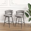 TiramisuBest Set of 2 28" Linen Woven Swivel Bar Stools, Upholstered Counter Chairs with Back, Armrest & Footrest, Black Legs (Grey) - 3 of 4