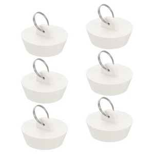 Unique Bargains Rubber Flexible Bathtub Sink Drain Stoppers with Hanging Ring 6 Pcs - 1 of 4