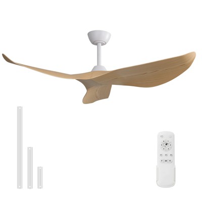 52" Ceiling Fan No Light Modern Ceiling Fan with Remote Control 3 Blades Ceiling Fan with Noiseless Reversible Dc Motor for Living room Bedroom