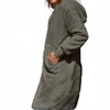 Women's Full Size Hooded Teddy Bear Jacket With Thumbholes - Double Take - 2 of 3