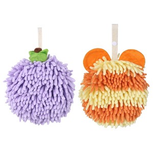 REGALWOVEN 2 Pcs Cute Soft Absorbent Chenille Ball Fuzzy Hand Towel - 1 of 4