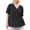 Agnes Orinda Women's Plus Size Polka Dots V Neck Short Sleeve Wrap Peplum Blouse - 2 of 4