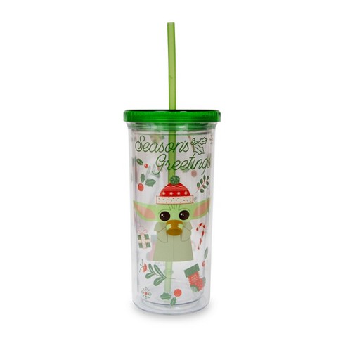 Silver Buffalo Star Wars: The Mandalorian Grogu Christmas Icons Carnival Cup  With Lid And Straw : Target