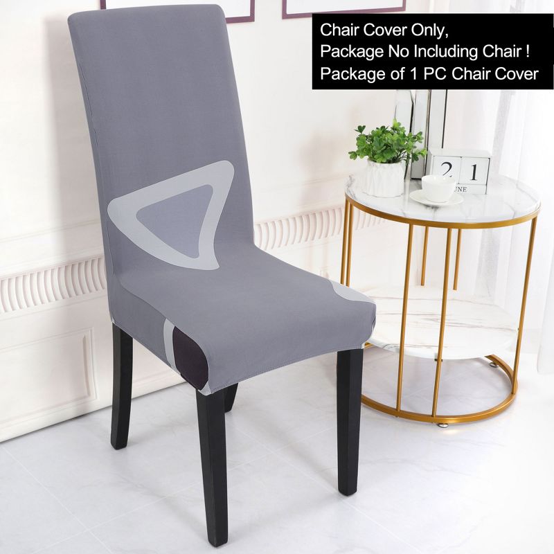 PiccoCasa Dining Chair Cover Stretch Bar Stool Slipcover Kitchen Chair Protector Light Gray and White M, 3 of 5