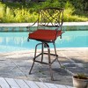 Crestlive Products Outdoor Counter Height Cast Aluminum Swivel Bar Stool with Sunbrella Cushion Red - 2 of 4