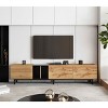 MAYEERTY Modern TV Stand for 80" TV with 3 Doors, Entertain Center with Large Storage Cabinet for Living Room Bedroom Beige - 2 of 4