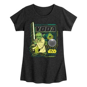 Girls' - Star Wars - Digital Yoda Fitted Short Sleeve Graphic T-Shirt - 1 of 4