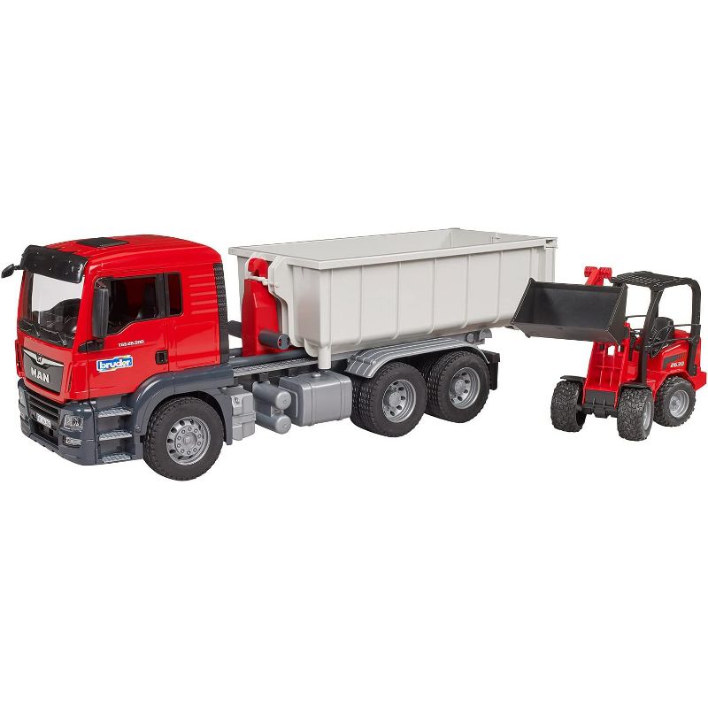 Bruder MAN TGS Truck with Roll-off Container and Schaeffer Loader, 2 of 7