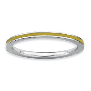 Black Bow Jewelry 1.5mm Sterling Silver Stackable Yellow Enameled Band - 1 of 4