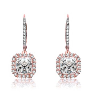Guili Square Drop Earrings in Sterling Silver with Clear CZ, Rhodium, Gold & Rose Gold Plating – Modern Sparkle with Geometric Elegance - 1 of 4