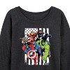 Women's - Marvel - Avengers American Flag Lightweight French Terry Wide Neck Long Sleeve Shirt - 2 of 4