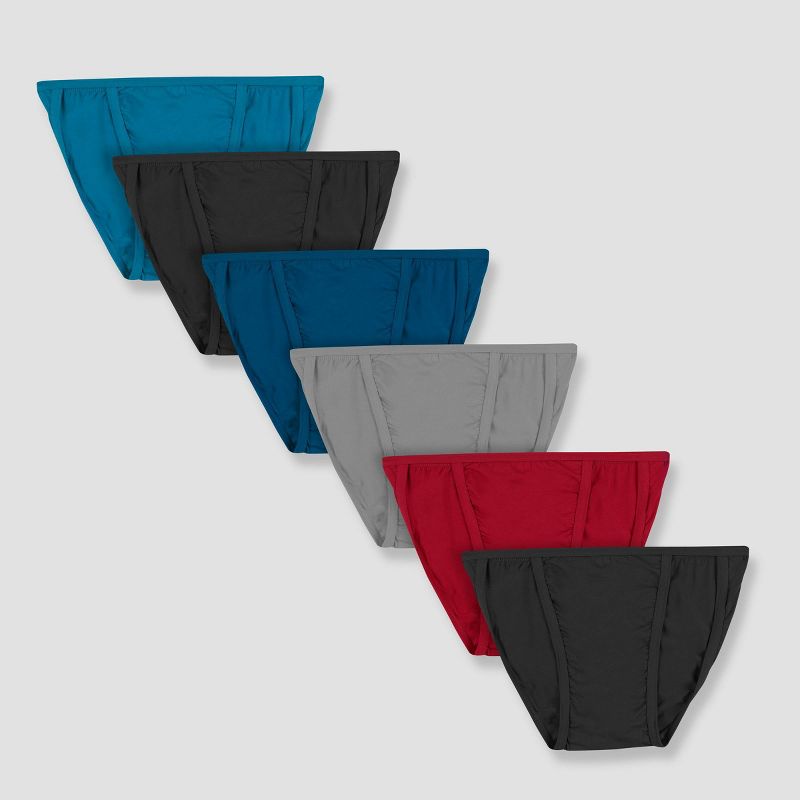 Hanes Premium Men's String Bikini Underwear 6pk - Black/Blue/Red, 1 of 7