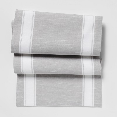 grey and white table runner