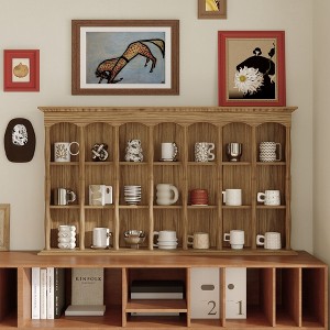 FUFU&GAGA Classic Wooden Wall - Mounted Shelf Mug Rack - Multi - Compartment Display Shelf for Kitchen & Living Room Wall Cabinet - 1 of 4