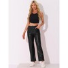 INSPIRE CHIC Women's High Waist Straight Leg Side Pockets Casual Punk Faux Leather Pants - image 4 of 4