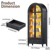 Fredees 73" Tall Arched Display Cabinet, 4-Tier Curio Cabinet with 3-Color LED Lights and Human Sensor, Adjustable Shelf for Toys & Books - 2 of 4