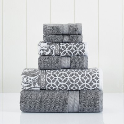 Modern Threads Reversible Yarn Dyed Jacquard Towel Set, Trefoil Filigree.
