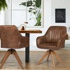 Costway Set of 2 Mid Century Swivel Accent Chair Hot-Stamping Cloth Retro Brown - 4 of 4