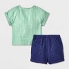 Baby Boys' 2pc Pocket Gauze Shorts Set - Cat & Jack™ Blue - 2 of 4