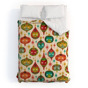 Deny Designs Full/Queen carriecantwell Meowy Christmas Comforter and Pillow Sham Green - 1 of 4