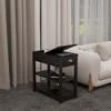 VYNXARIA Narrow Sided Table with Drawers and Bottom Partition in Flip Over Design,Brown - 3 of 4