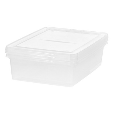 Clear Plastic Stackable Storage Boxes with Lids, 28 Qt, 10 Pack