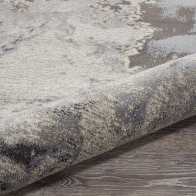 Abstract Ocean Ripple Gray Synthetic 9' x 12' Round Area Rug