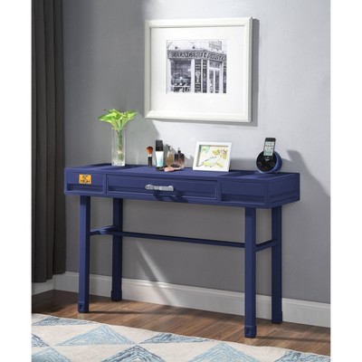 Cargo Blue Metal & Wood Vanity Desk with Storage Drawer