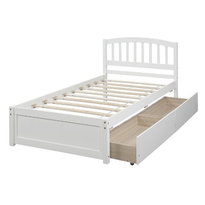NicBex Twin Size Wood Platform Bed with 2 Drawers and Headboard for Adults/Boys/Girls