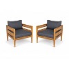 Christopher Knight Home Fritz Outdoor Rustic Upholstered Club Chair with Slat Paneling (Set of 2) - 2 of 4