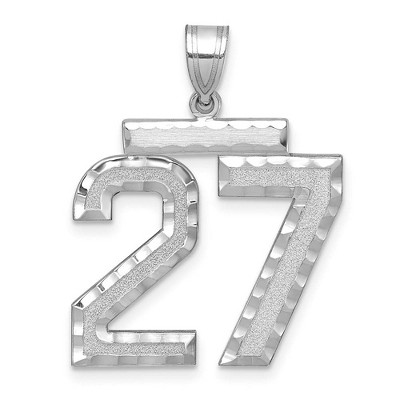 Black Bow Jewelry 14k White Gold, Varsity Collection, Large D/C Pendant, Number 27