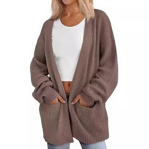 Womens Oversized Cardigans Soft Knit Cardigan Sweater with Pockets - 1 of 3