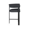 Meridian Furniture,Romeo Black Boucle Fabric Counter Stool, Set of 2 - 3 of 4