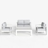 LayinSun 4 Pieces Aluminum Outdoor Patio Furniture Set, Metal Modern Conversation Sofa Set with Coffee Table and Washable Thick Cushions - 2 of 4