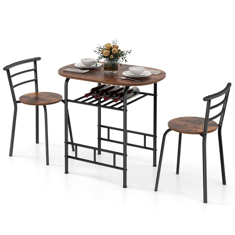 Costway 3 Pcs Dining Set 2 Chairs And Table Compact Bistro Pub Breakfast Home Kitchen, 1 of 11