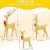 Syemin Decorative Holiday Scene Props 5ft 3-Piece Christmas Deer Family Set Large Outdoor Yard Reindeer Holiday Decoration, Gold, 7.8"*27.5"*52" - 4 of 4