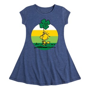 Girls' - Peanuts - Woodstock Shamrock Fit & Flair Cap Sleeve Dress - 1 of 4