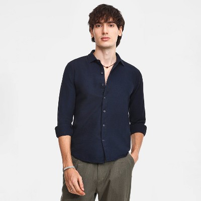 Campus Sutra Men Men's Onyx Black Abstract-Textured Shirt