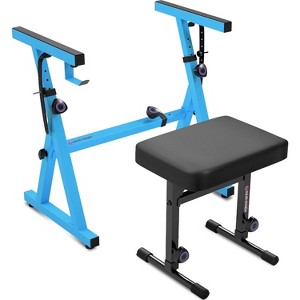Liquid Stands Portable Heavy Duty Digital Piano Keyboard Stand & Bench Set - Adjustable Keyboard Music Stand & Seat for 54-88 Key Electric Pianos - 1 of 4
