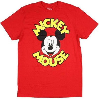 Disney Men's Mickey Mouse Bold Face T-Shirt (Small) Red