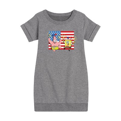- SpongeBob SquarePants - Patrick Sparkers Flag Graphic Short Sleeve Fleece Dress